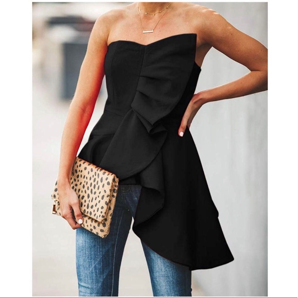 🆕 Strapless Ruffled Tank - Picture 2 of 7